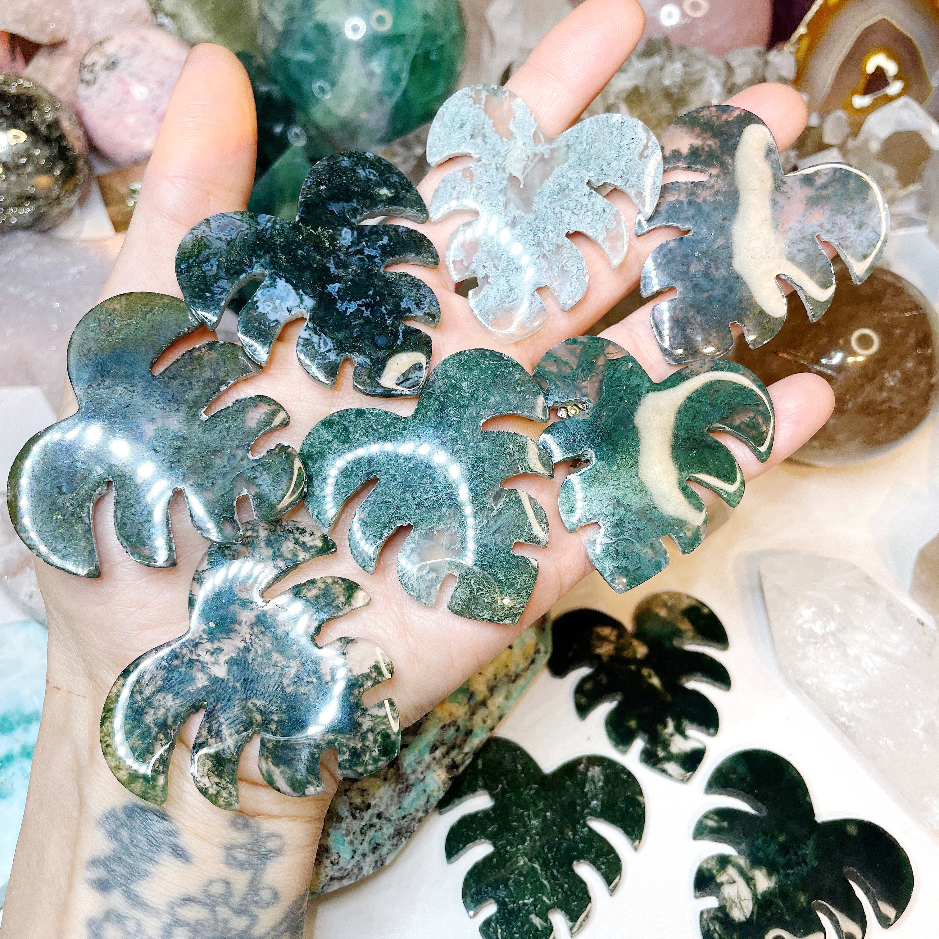 Moss Agate Monstera Leaf - Baltic Mermaid