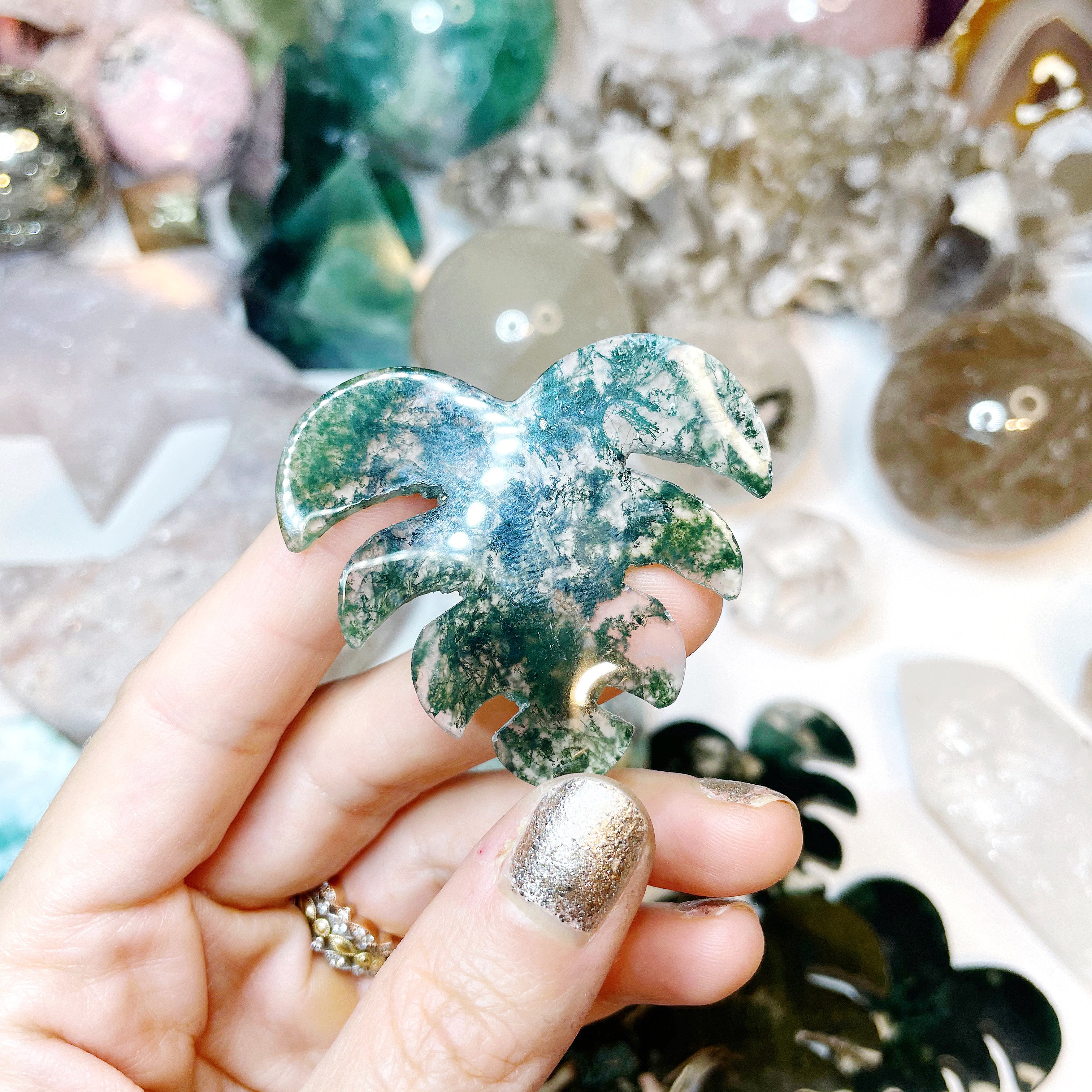Moss Agate Monstera Leaf - Baltic Mermaid