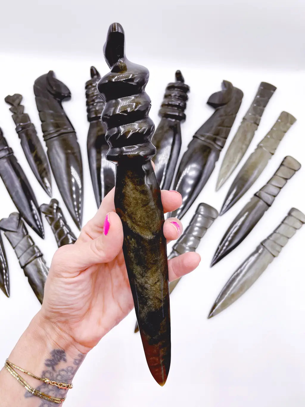 Gold Sheen Obsidian Serpent Dagger - Baltic Mermaid