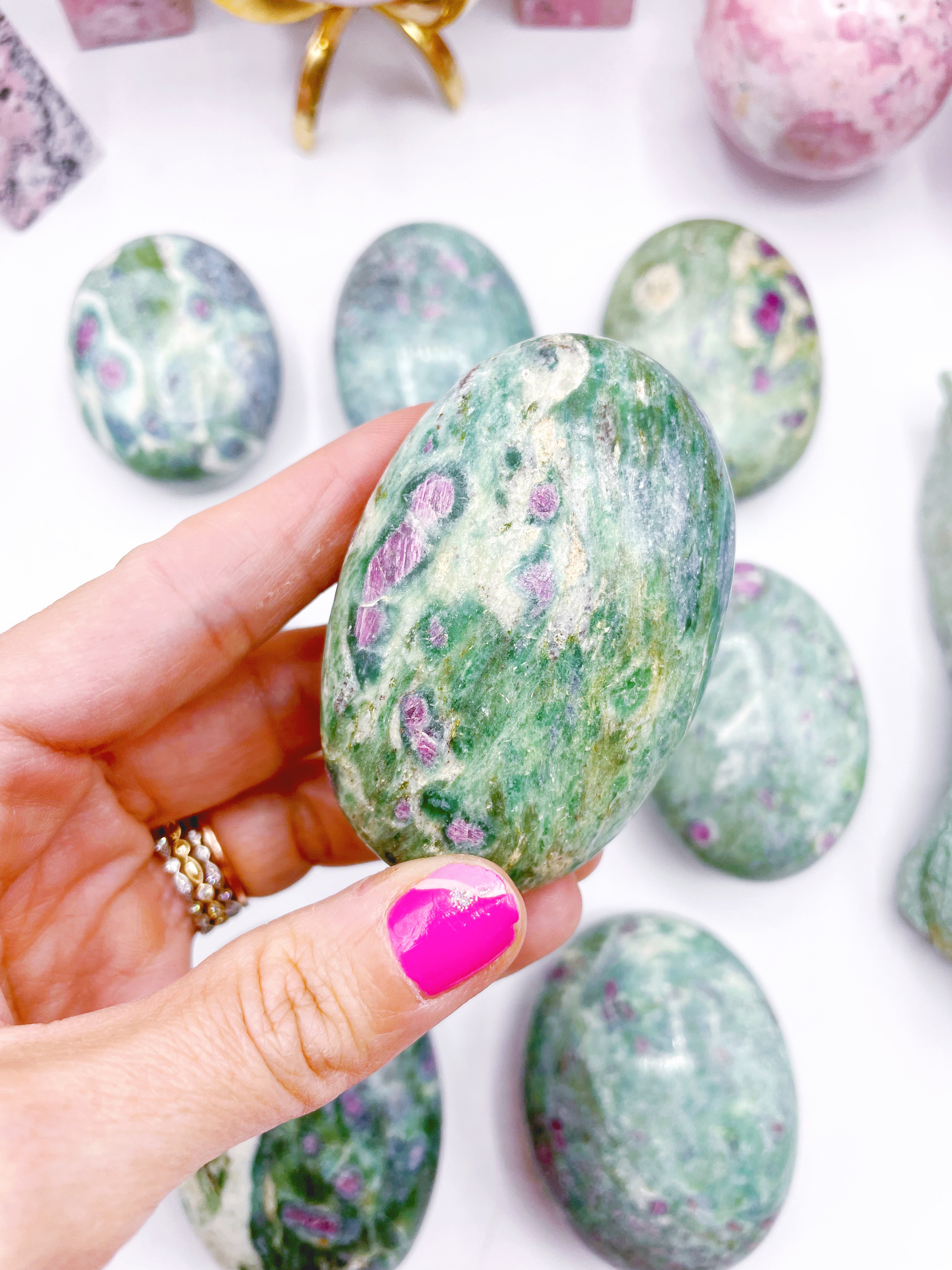 Ruby in Fuchsite Palm Stones - Baltic Mermaid