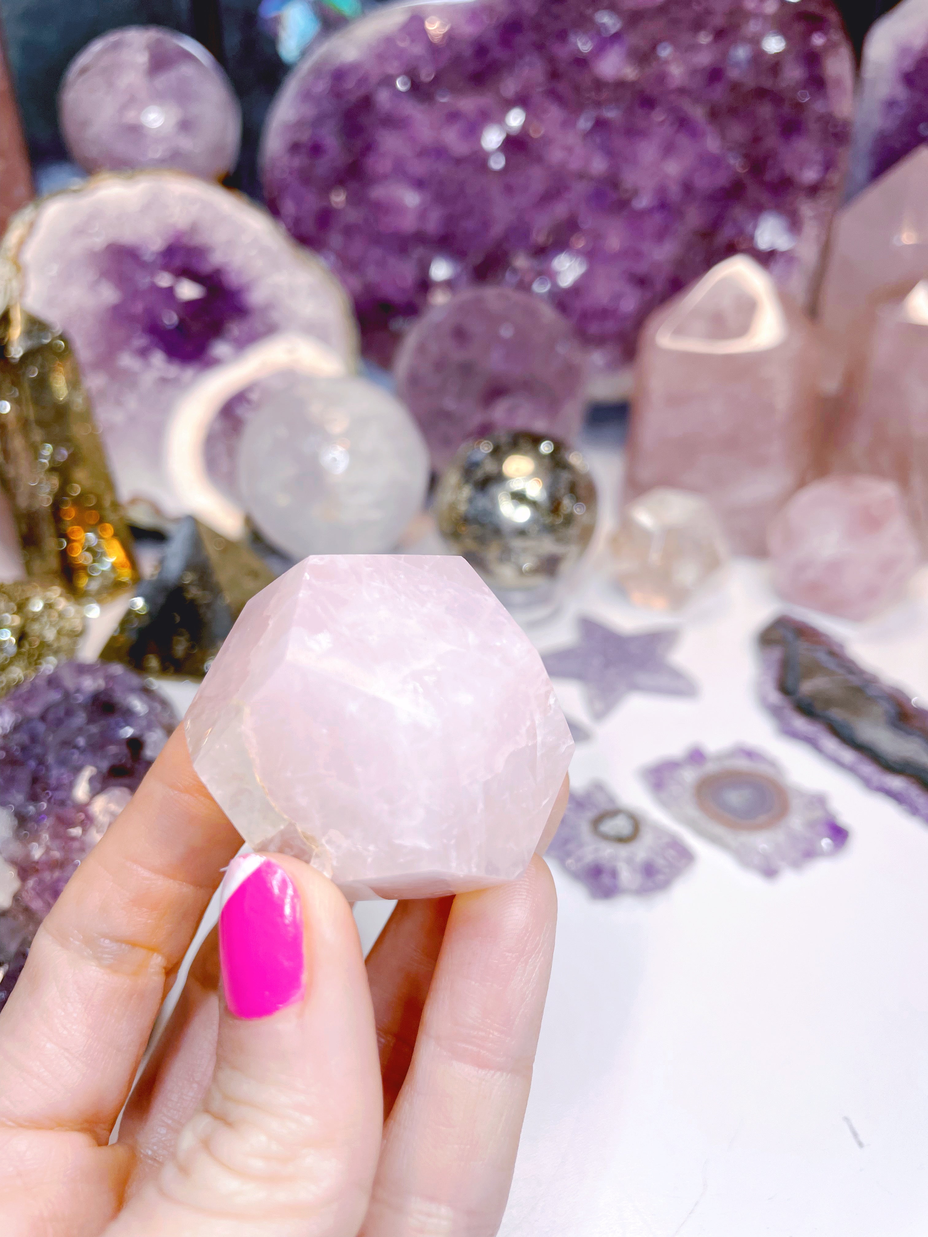 Rose Quartz Dodecahedron w/ iron inclusion - Baltic Mermaid