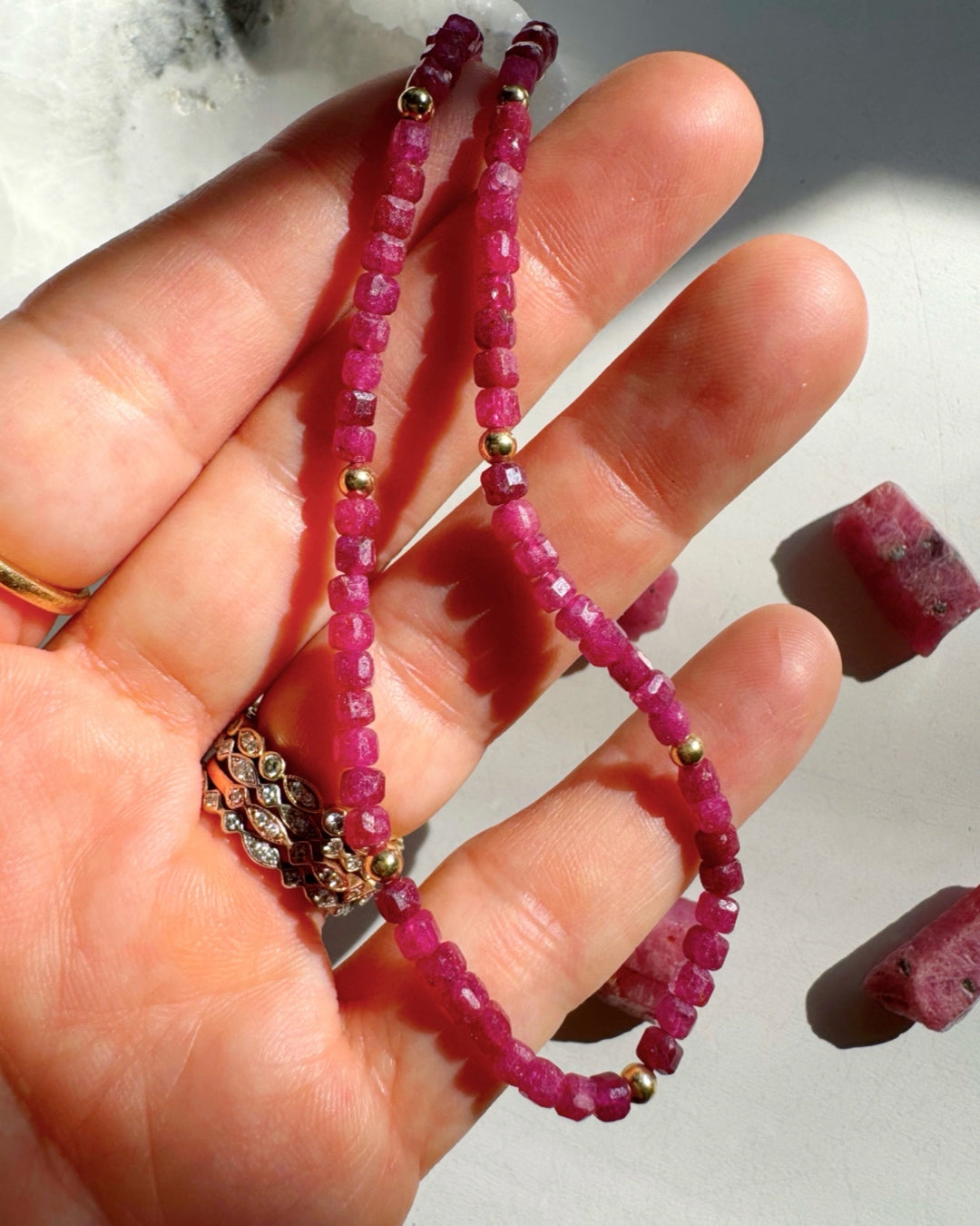 “Judy” - Ruby Gemstone Candy Necklace