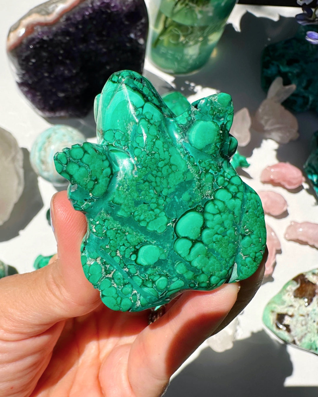 Hand Carved Malachite Frog - Baltic Mermaid