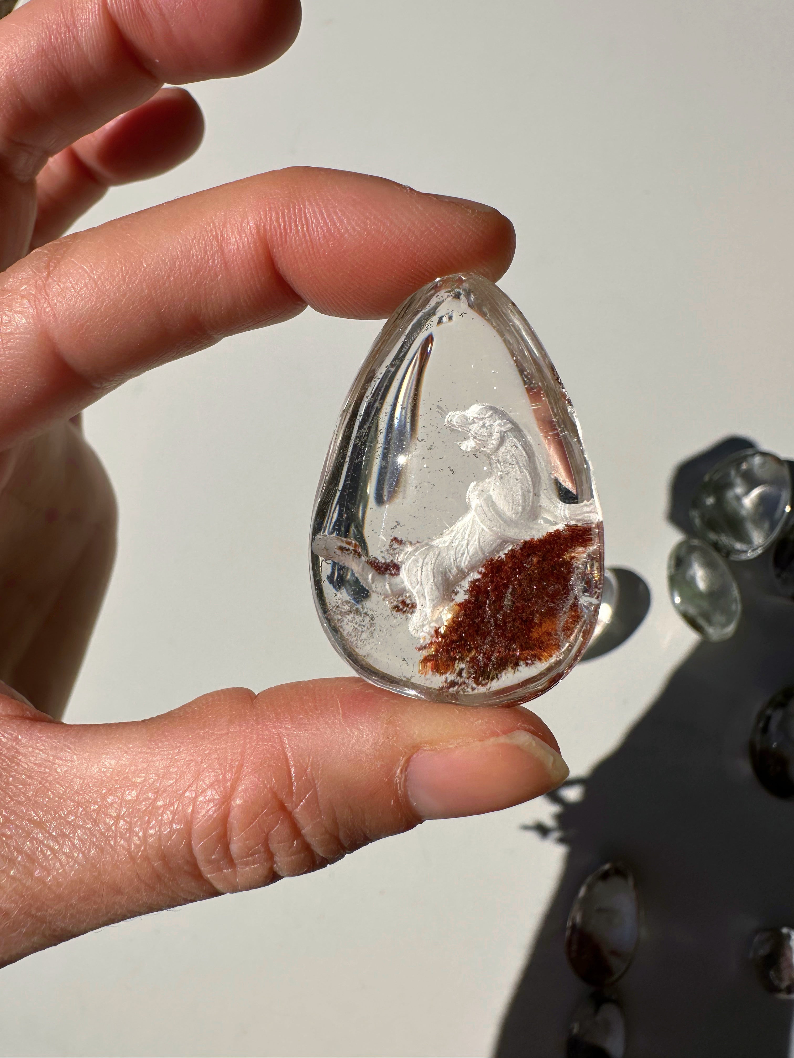 Intaglio Tiger Carved Chlorite Quartz/Garden Quartz  Cabochon Baltic Mermaid
