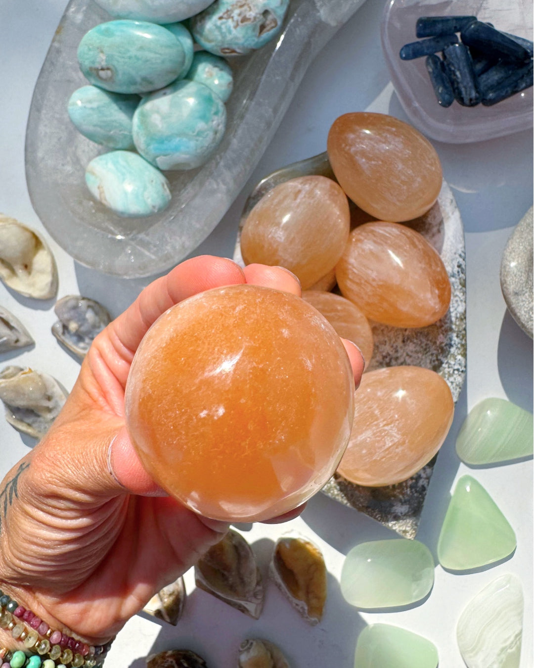 Peach Selenite Egg