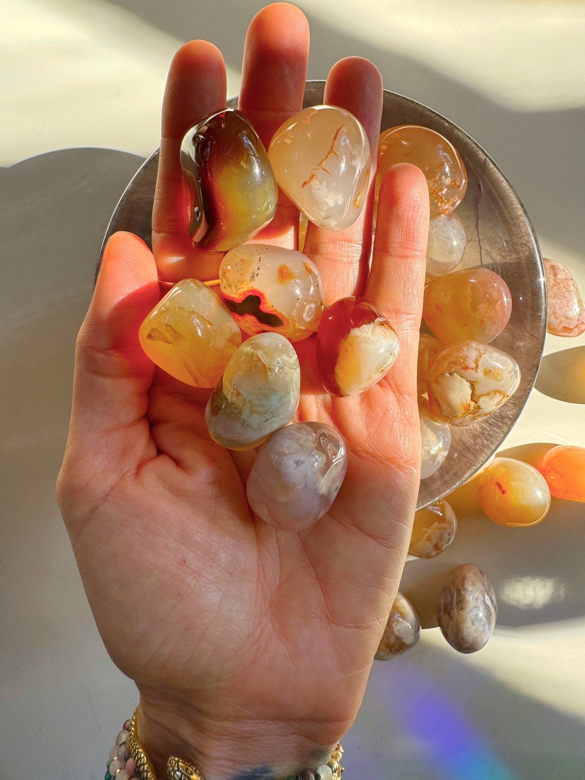 Flower Agate Tumbled Stones