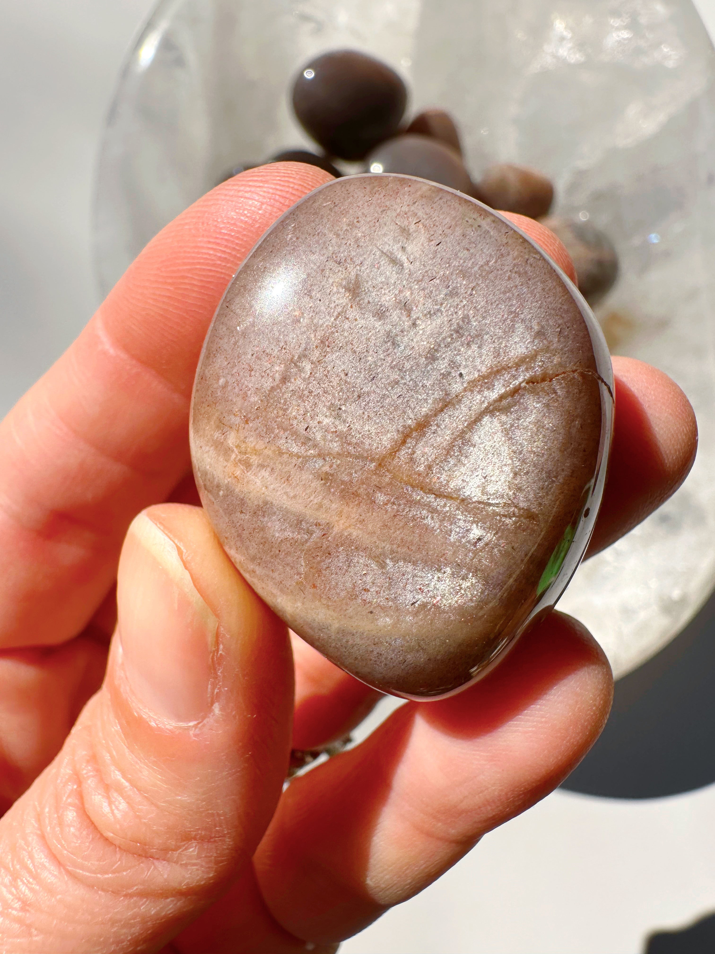 Sunstone & Peach Moonstone Palm Stone - C - Baltic Mermaid