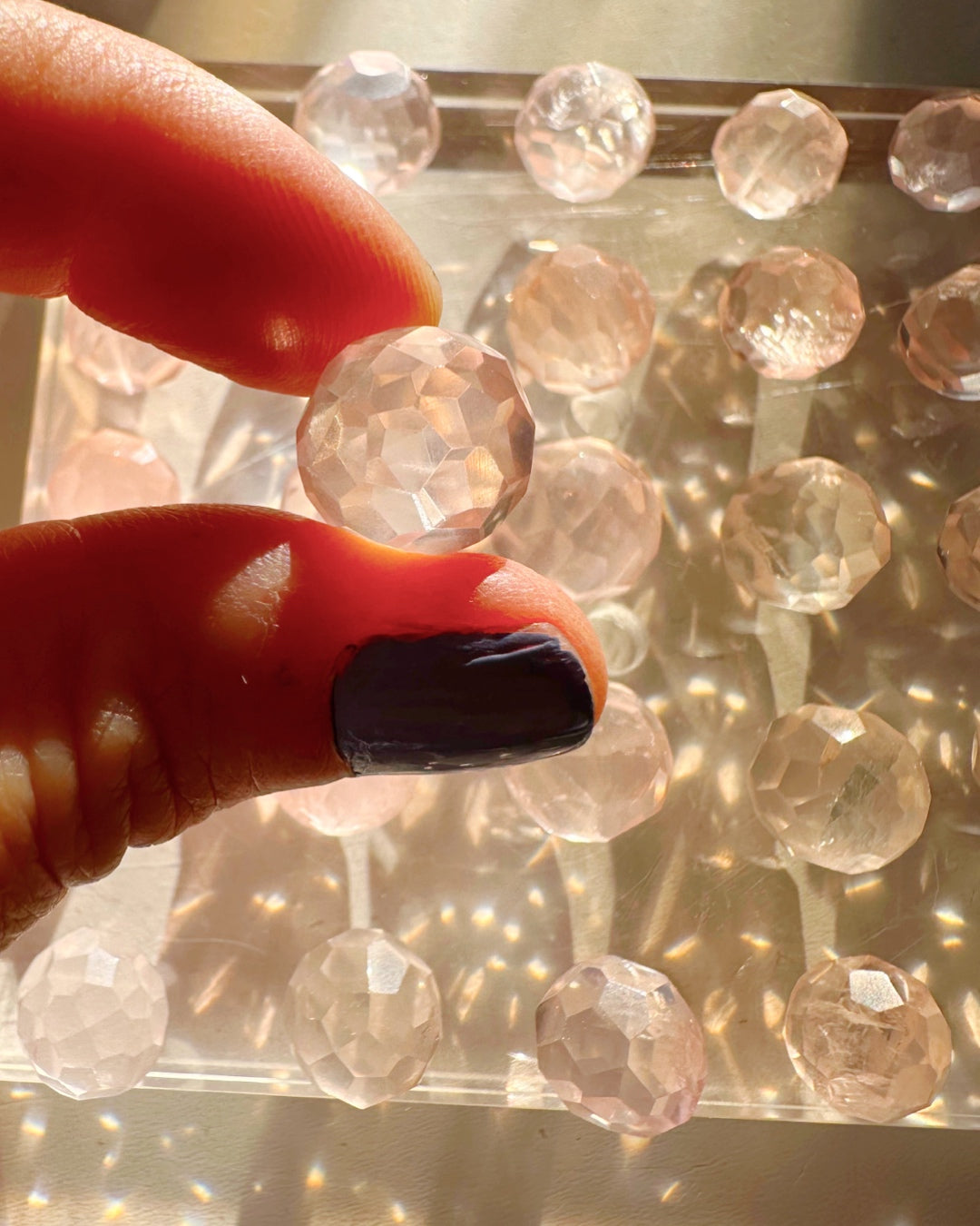 Mini Faceted Rose Quartz Sphere - Baltic Mermaid