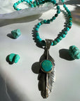 “Frida” - Turquoise & Sterling Silver w/ Pewter Feather