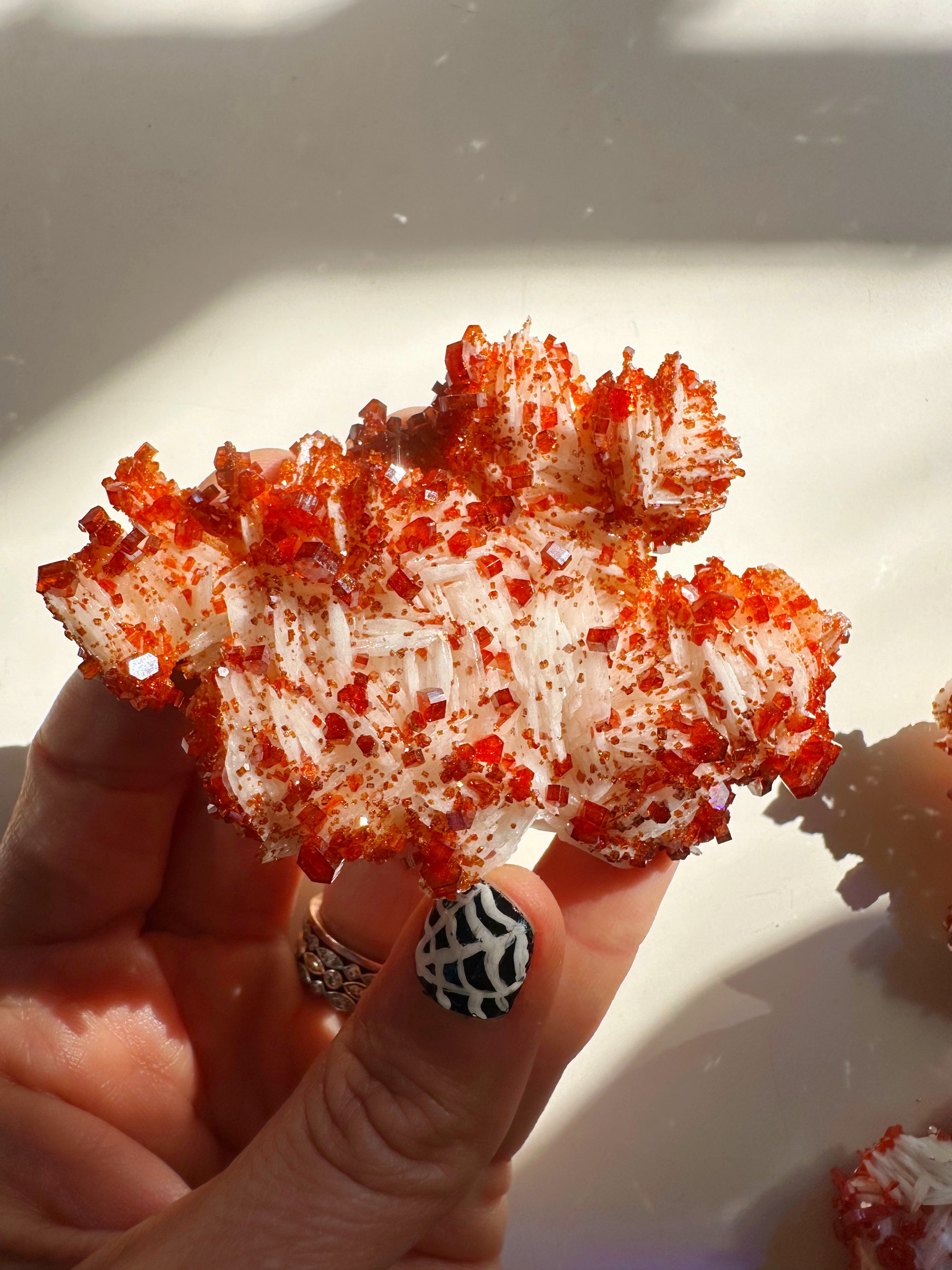 Vanadinite on Barite from Morocco