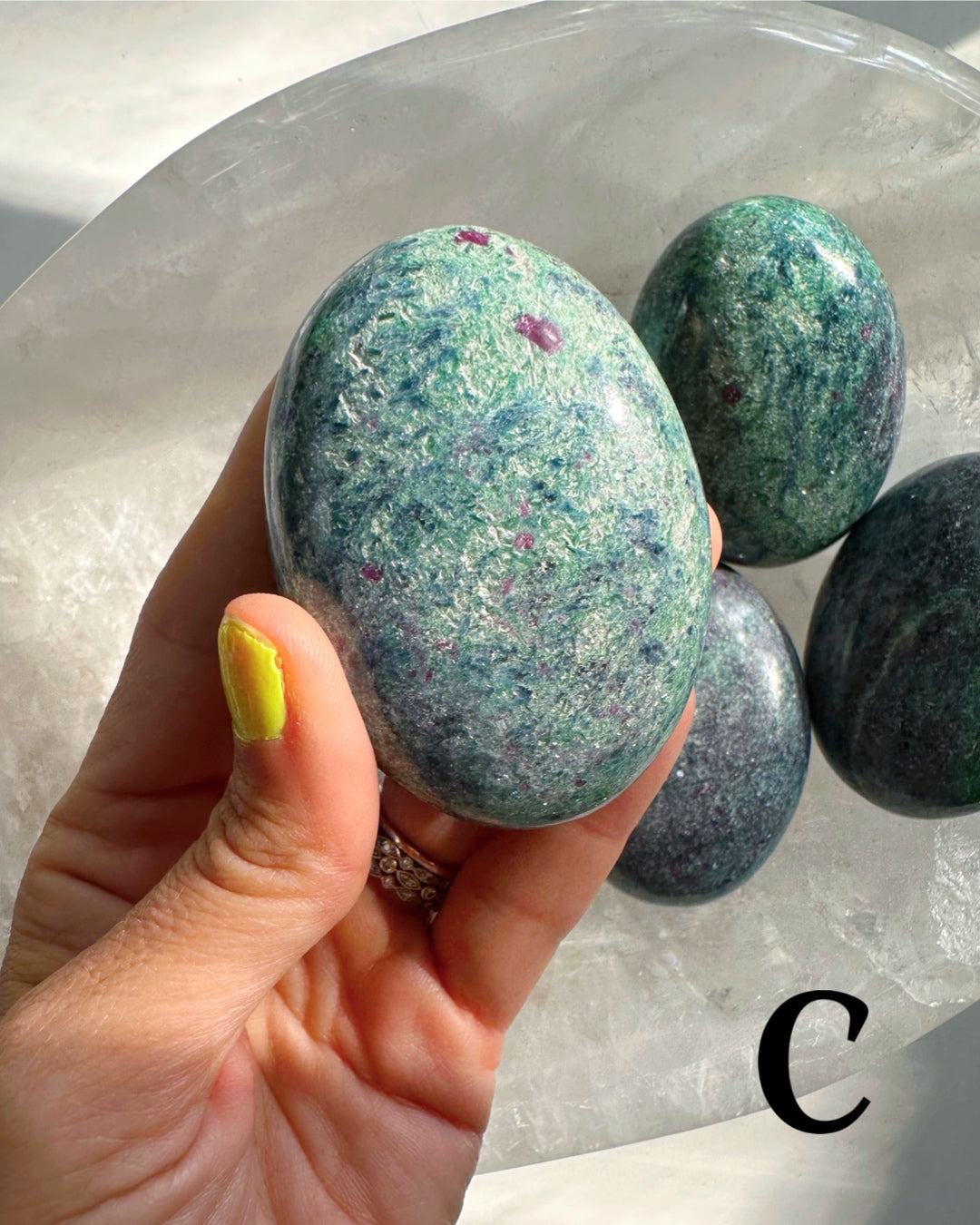 Ruby in Fuchsite with Blue Kyanite Palm Stones