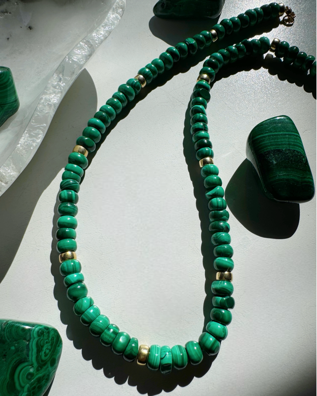 “Donna” - Malachite Gemstone Candy Necklace - Baltic Mermaid