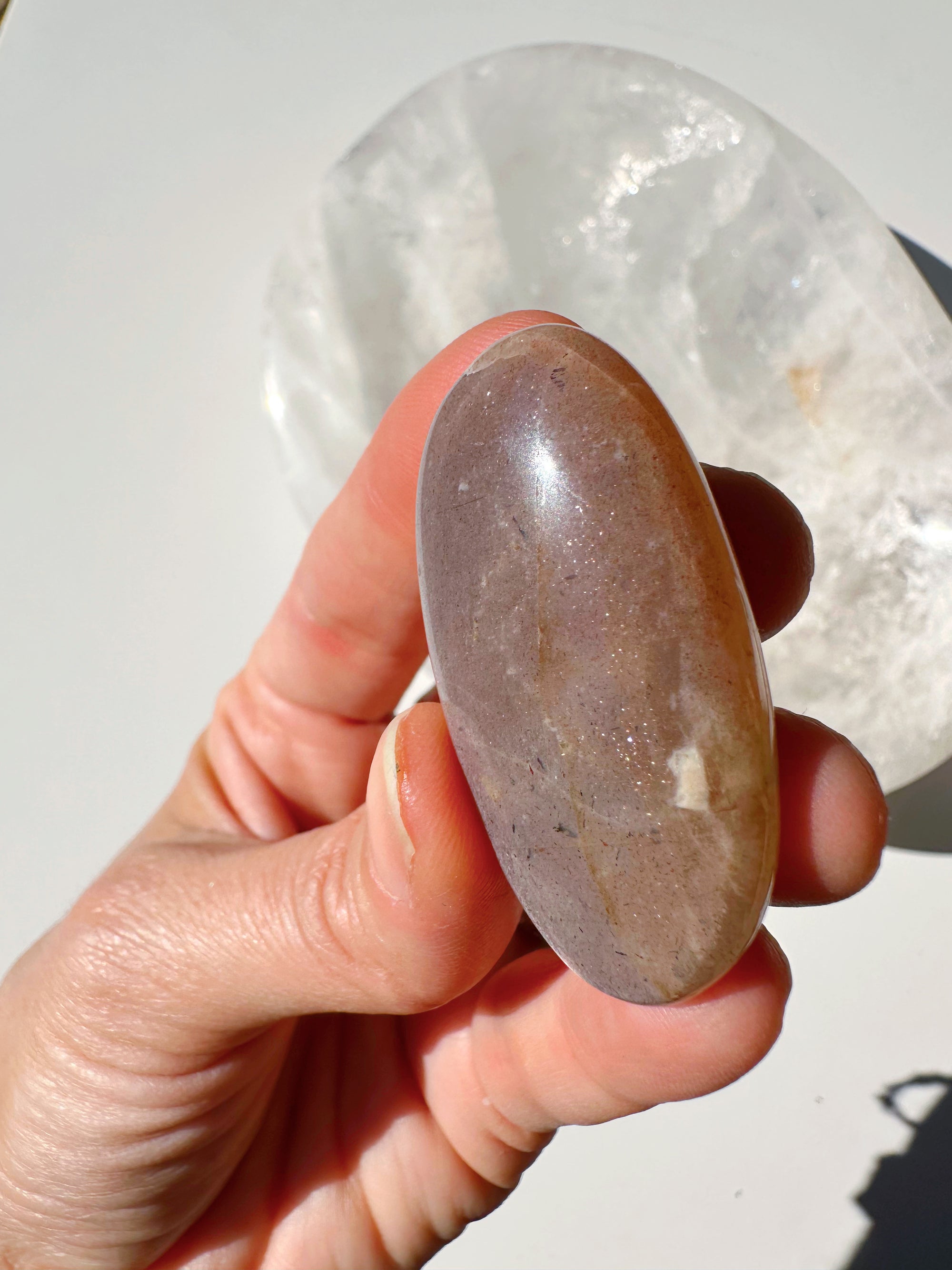 Sunstone &amp; Peach Moonstone Palm Stone - P