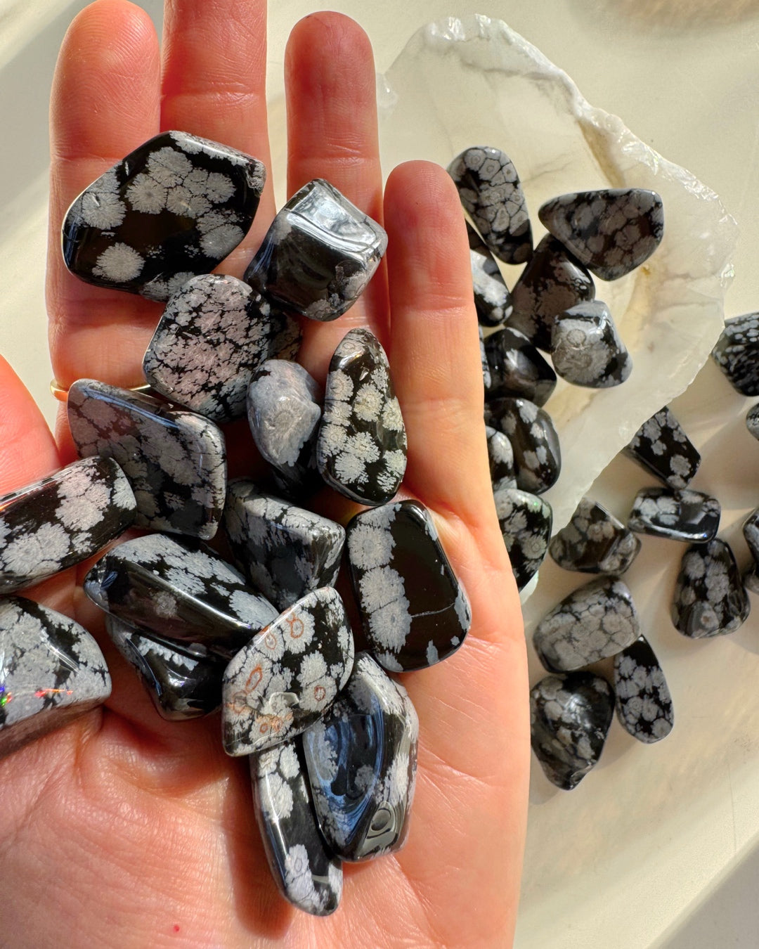 Snowflake Obsidian Tumbled Stones - Baltic Mermaid