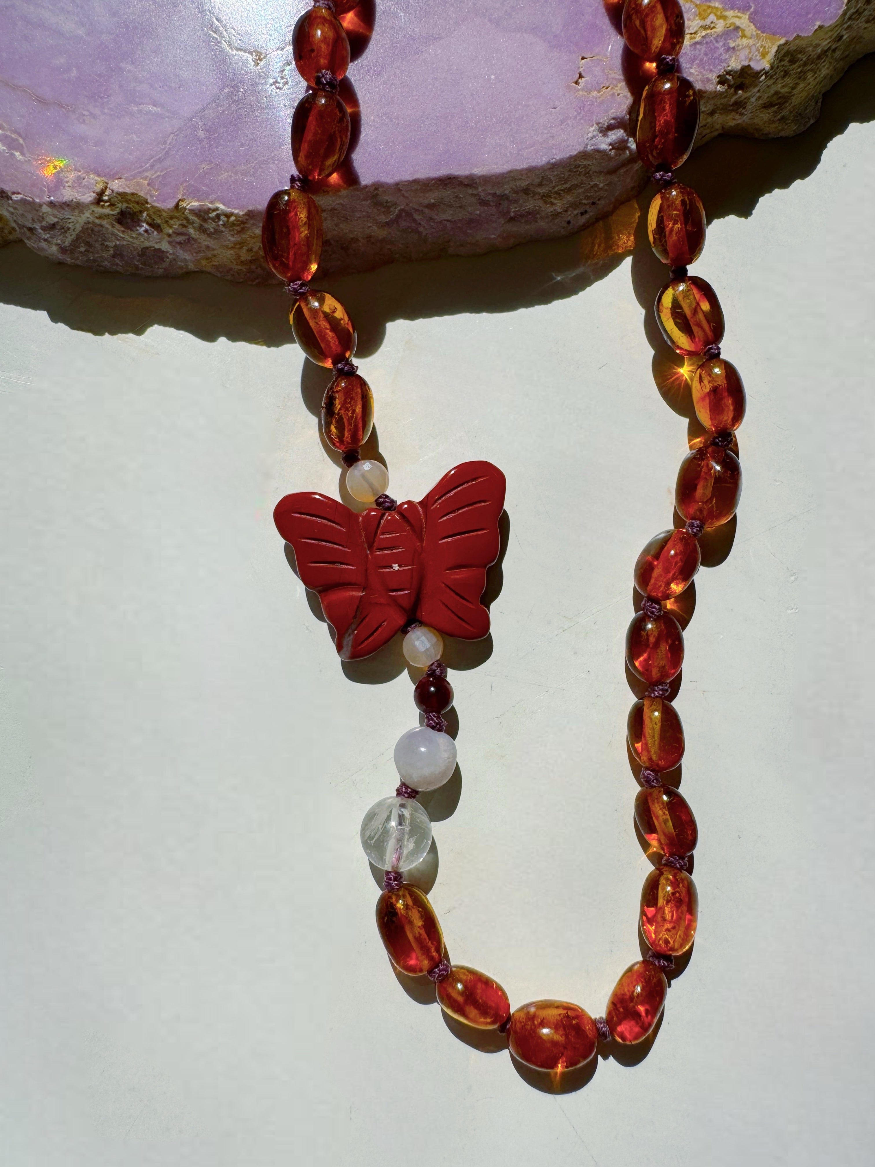 “Butterfly Sugar Baby” Baltic Amber & Gemstone Necklace - Baltic Mermaid