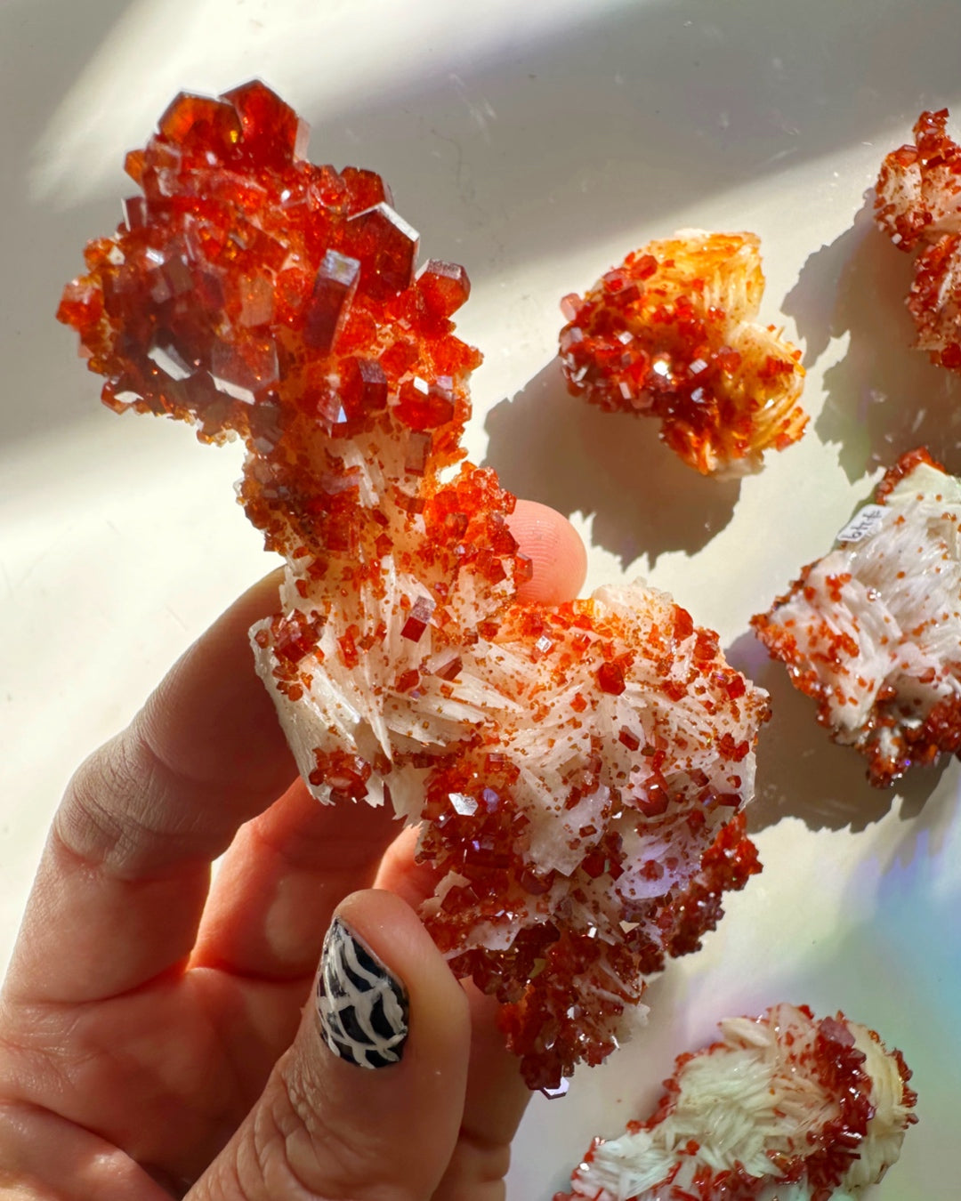 Vanadinite on Barite from Morocco