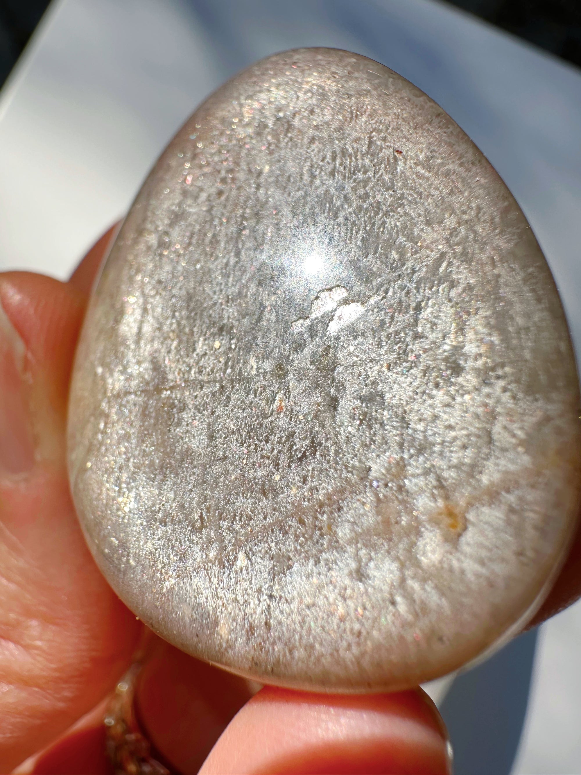 Sunstone &amp; Peach Moonstone Palm Stone - M