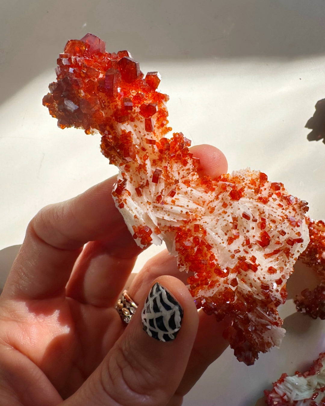 Vanadinite on Barite from Morocco