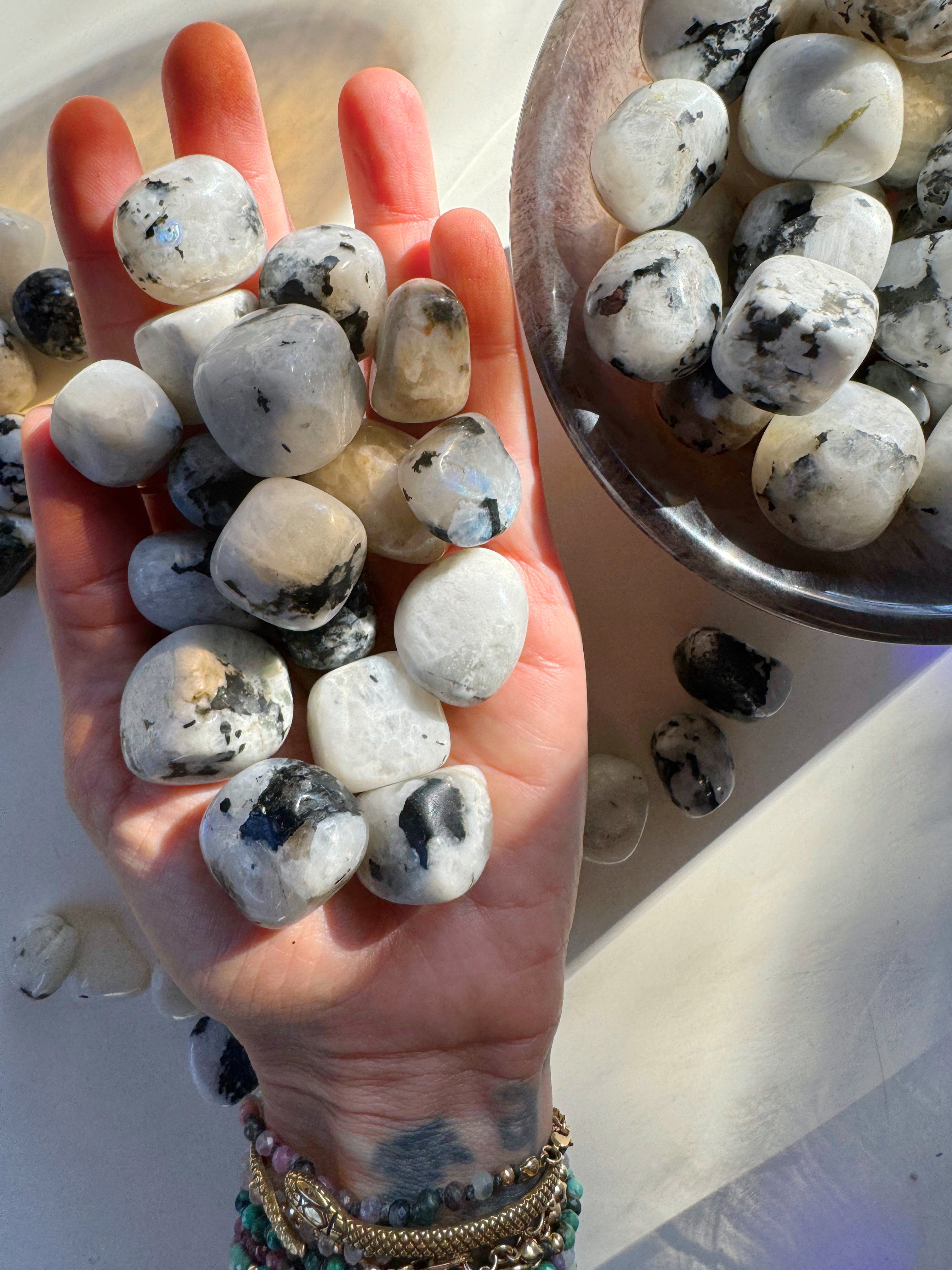 Rainbow Moonstone Tumbled Stones - Baltic Mermaid