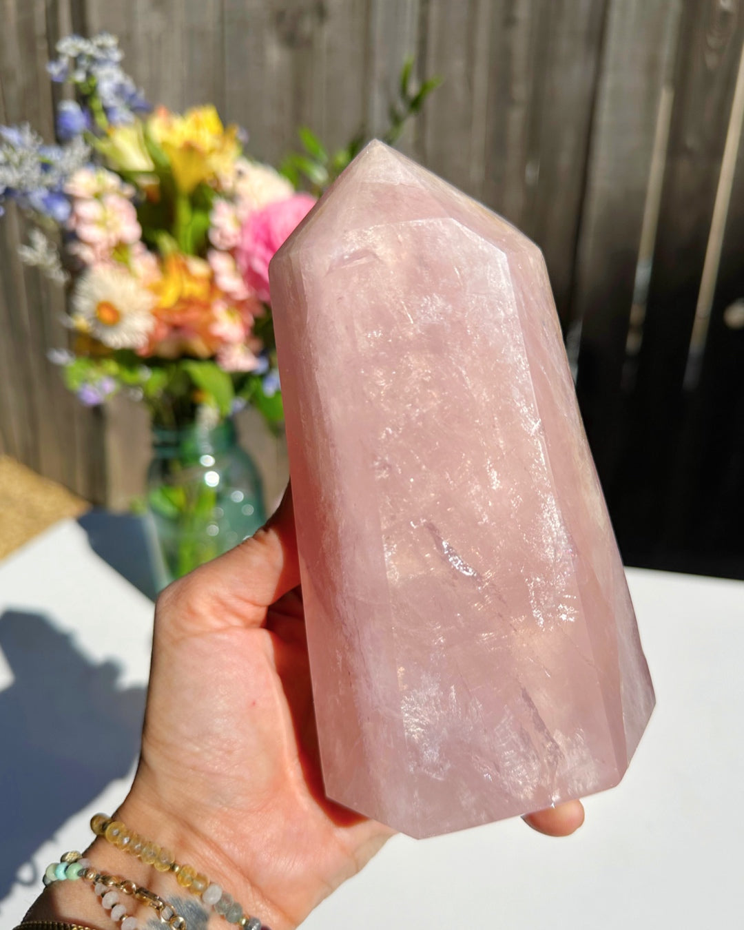 Rose Quartz Tower w/ Iron Inclusions - Baltic Mermaid