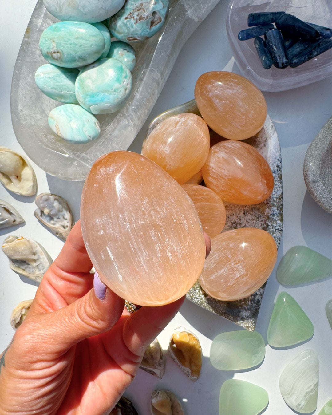 Peach Selenite Egg