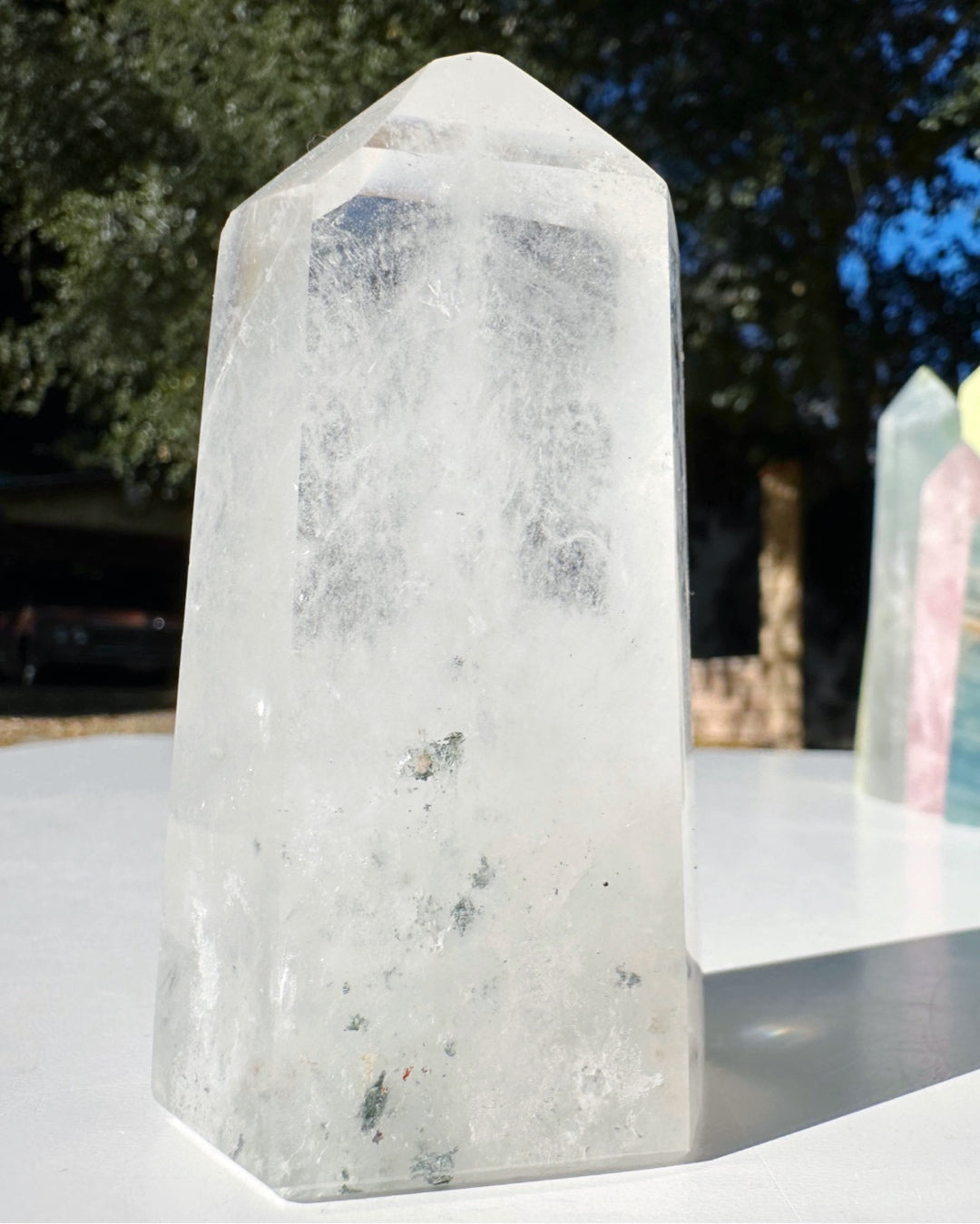 Clear Quartz Tower w/ Chlorite Inclusions