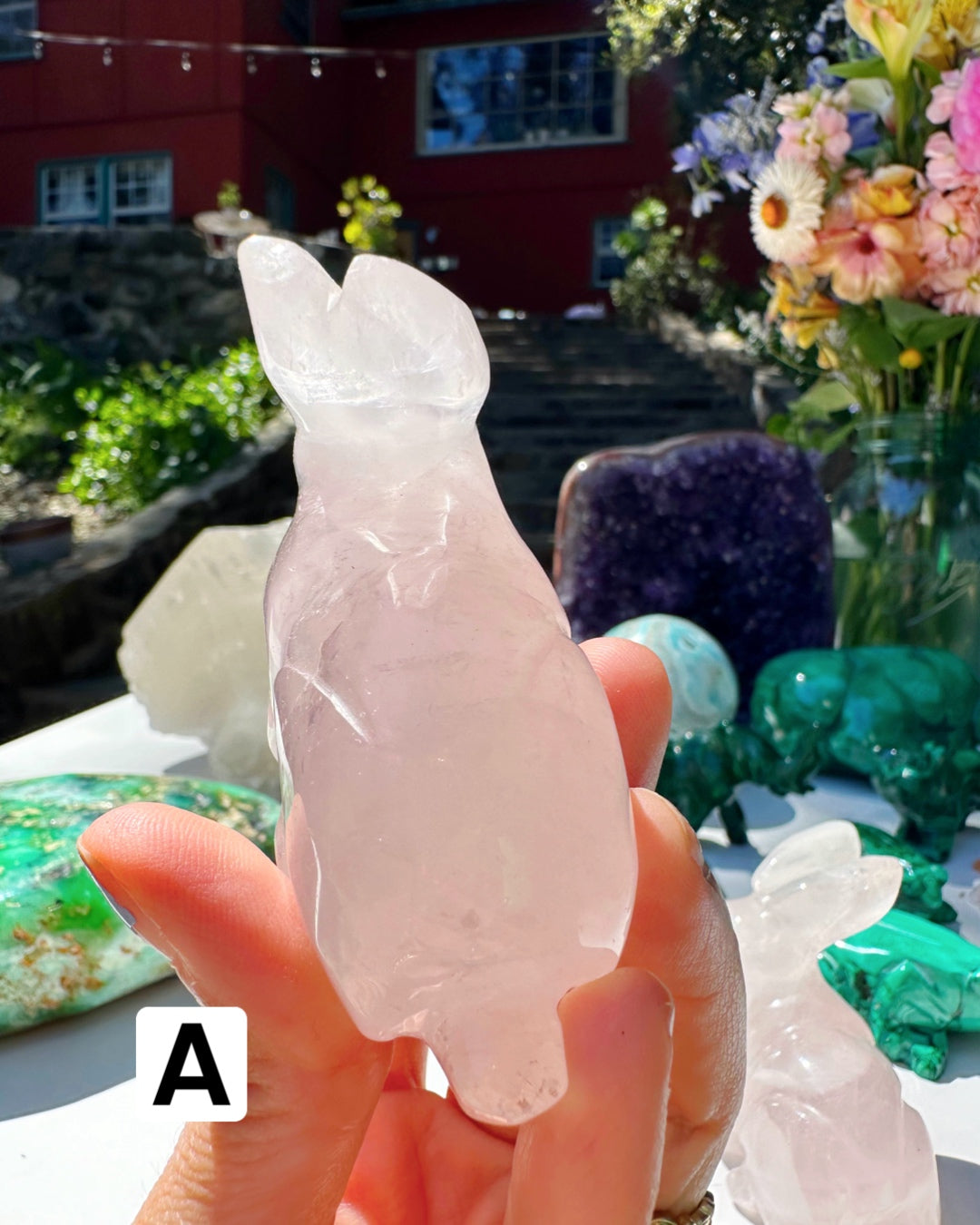 Rose Quartz Hand Carved Rabbits - Baltic Mermaid