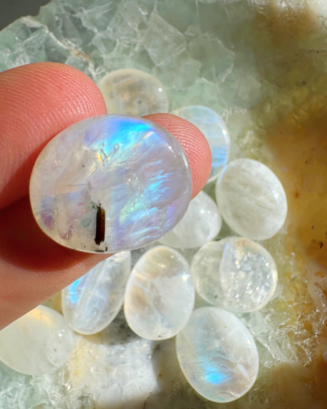 Rainbow Moonstone Polished Stones - AAA