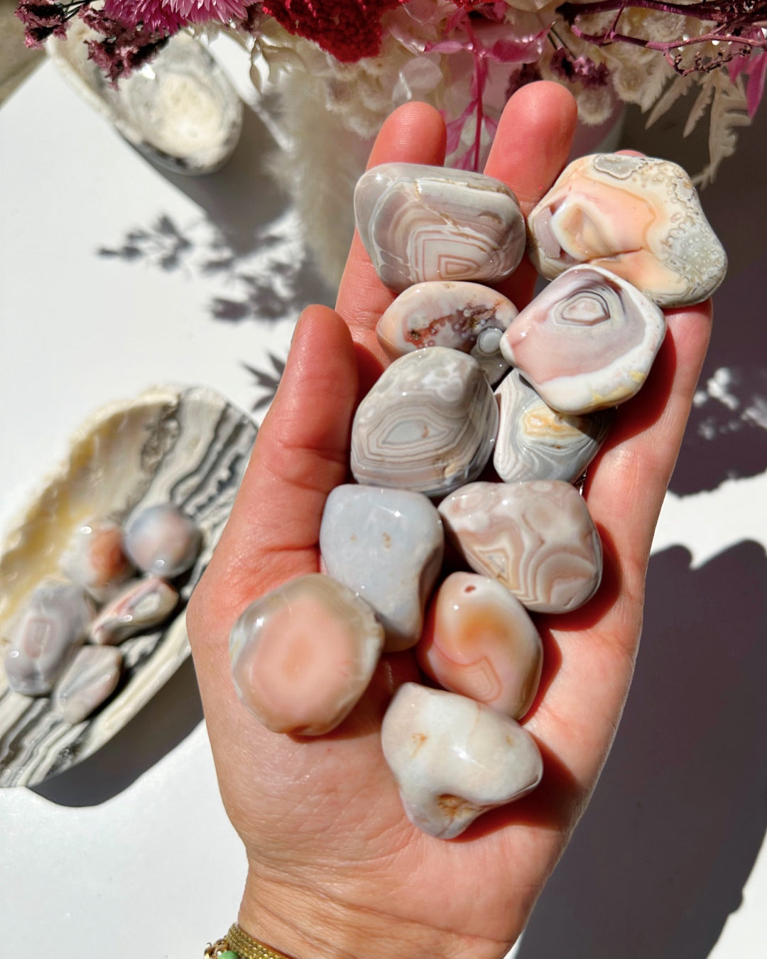 Pink Botswana Agate Tumbled Stones