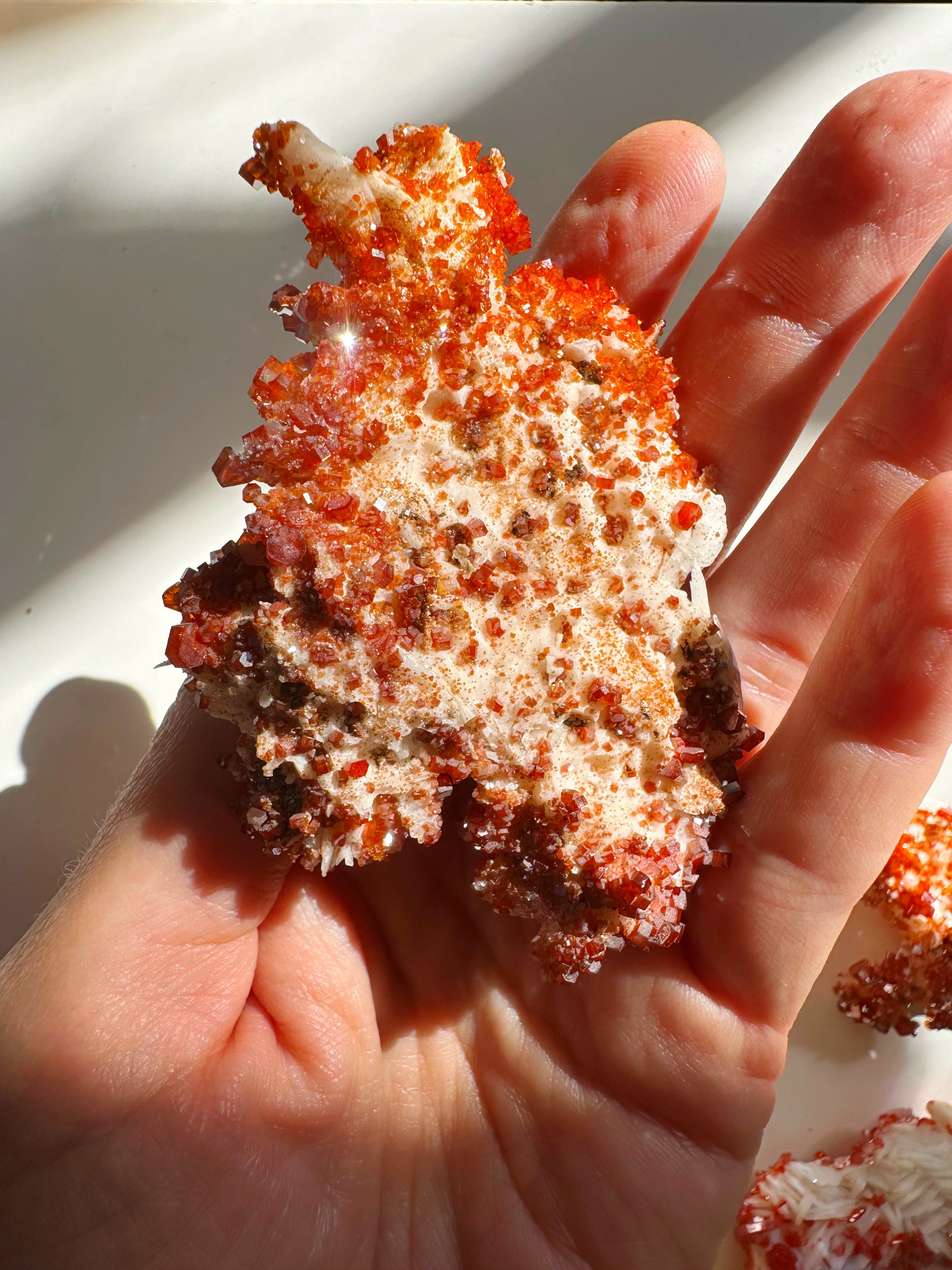 Vanadinite on Barite from Morocco