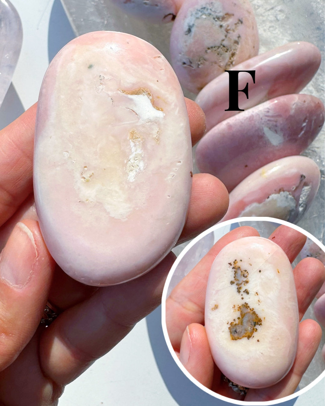 Pink Opal Palm Stones - Baltic Mermaid