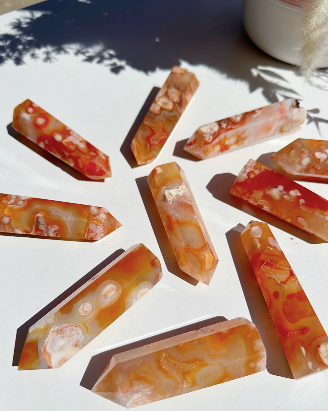 Carnelian Flower Agate Towers - Baltic Mermaid