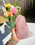 Rose Quartz Tower w/ Iron Inclusions