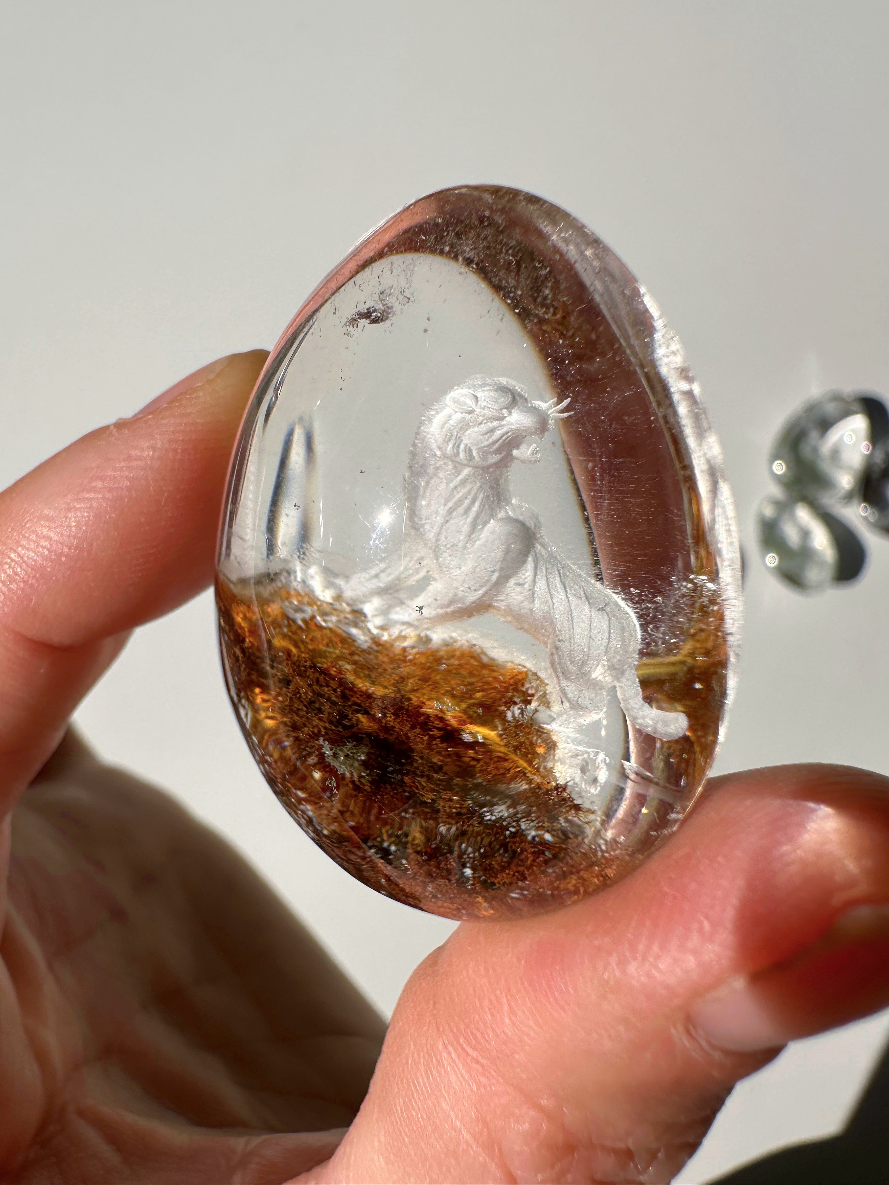 Intaglio Tiger Carved Chlorite Quartz/Garden Quartz  Cabochon Baltic Mermaid