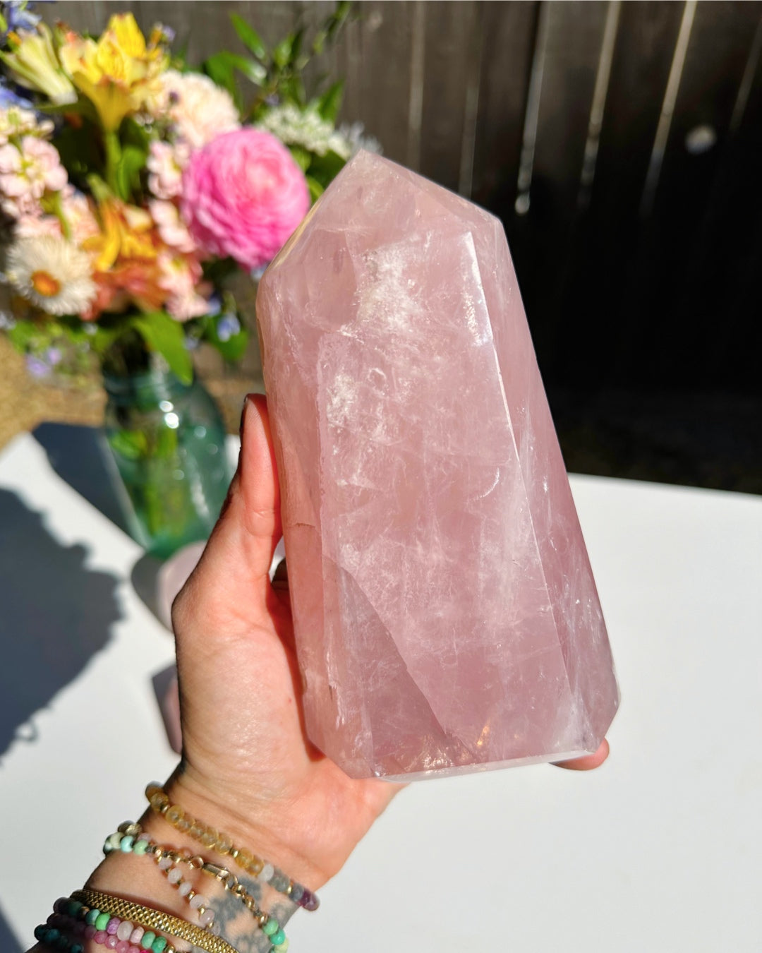 Rose Quartz Tower w/ Iron Inclusions - Baltic Mermaid