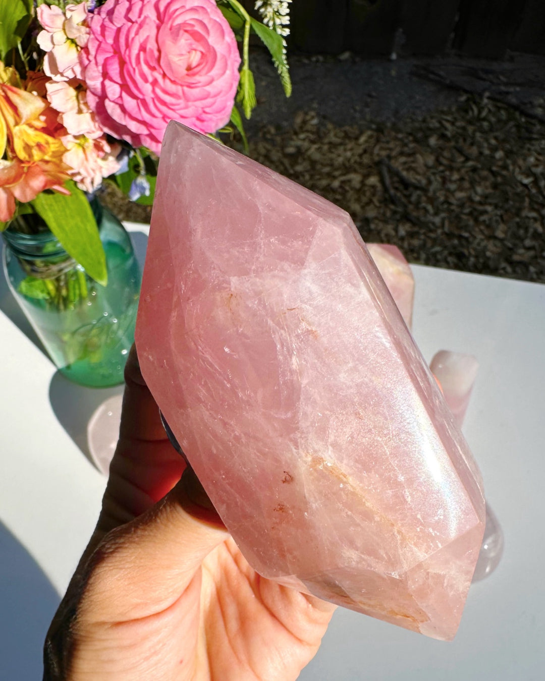 Double Terminated Rose Quartz Point w/ Iron Inclusions