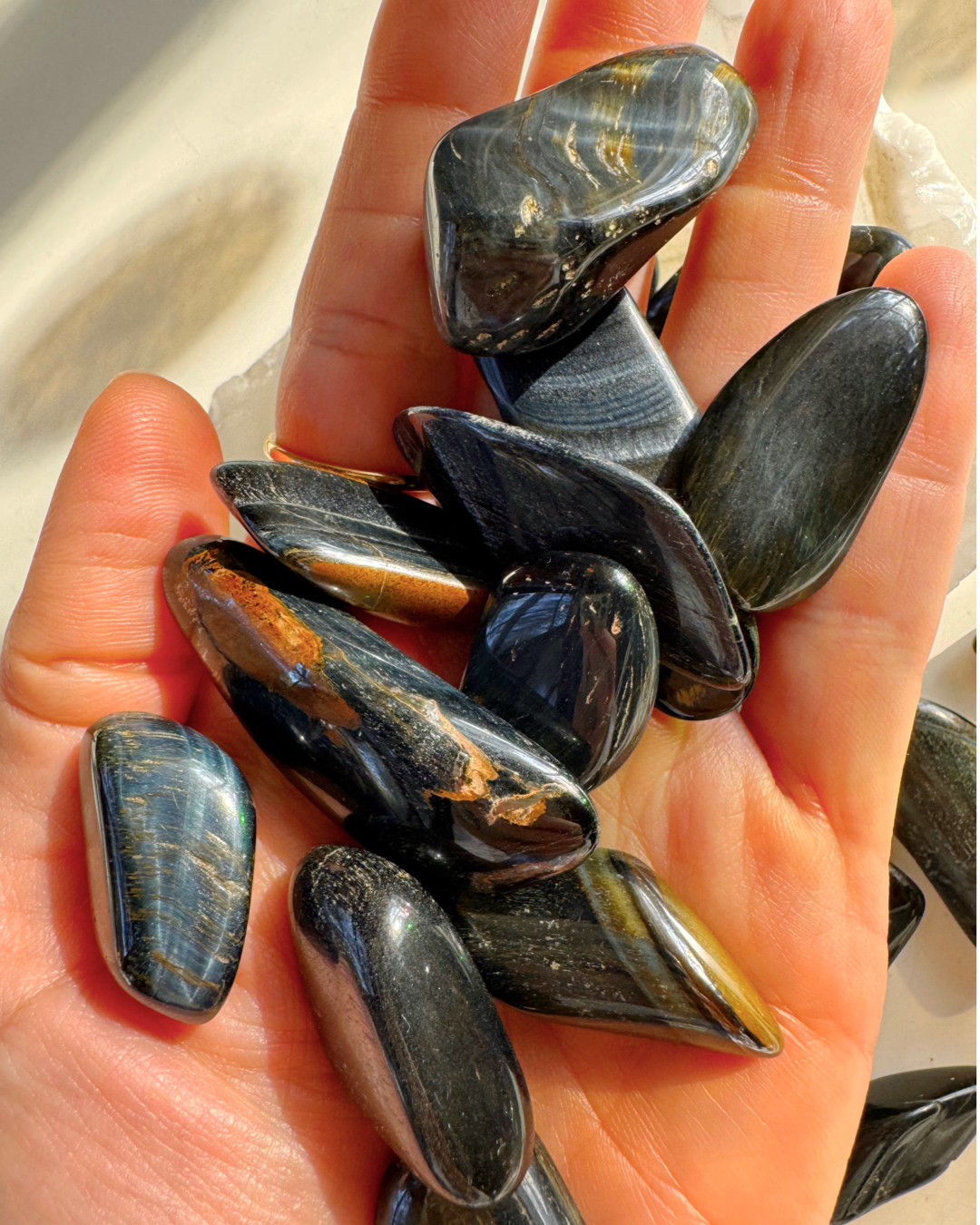 Blue Tiger Eye Tumbled Stones - Baltic Mermaid