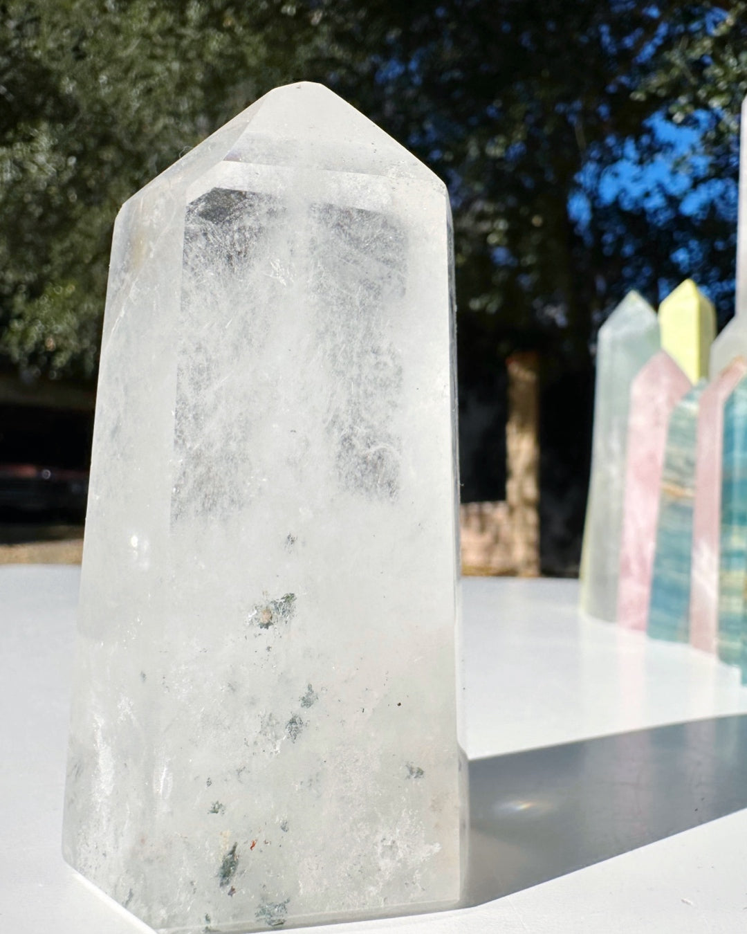 Clear Quartz Tower w/ Chlorite Inclusions