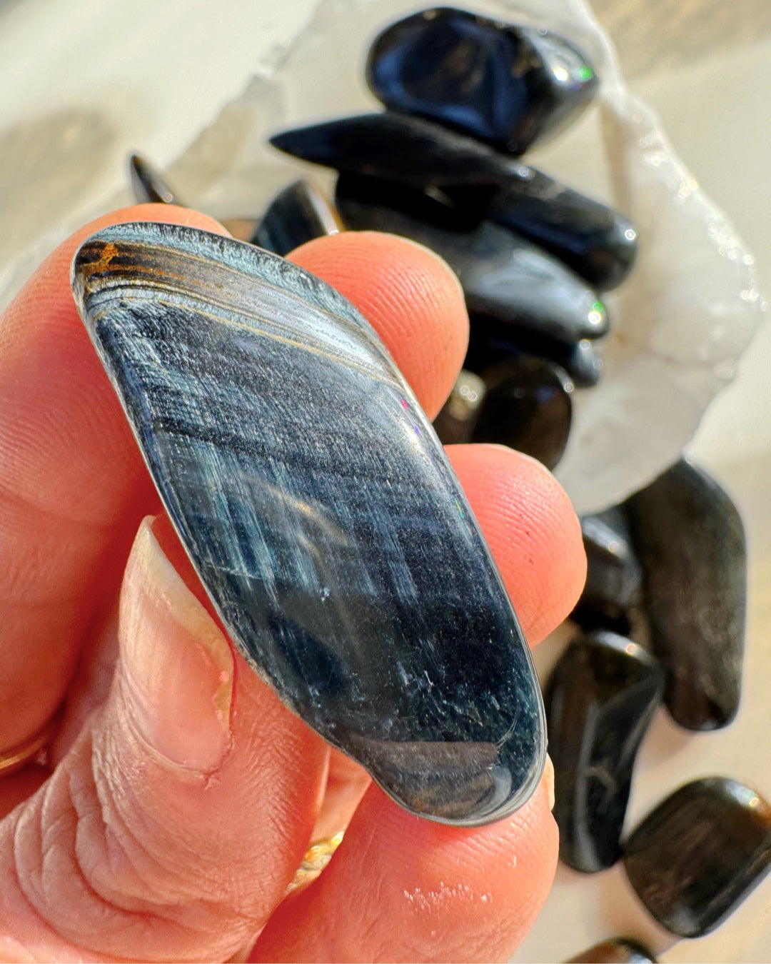 Blue Tiger Eye Tumbled Stones - Baltic Mermaid