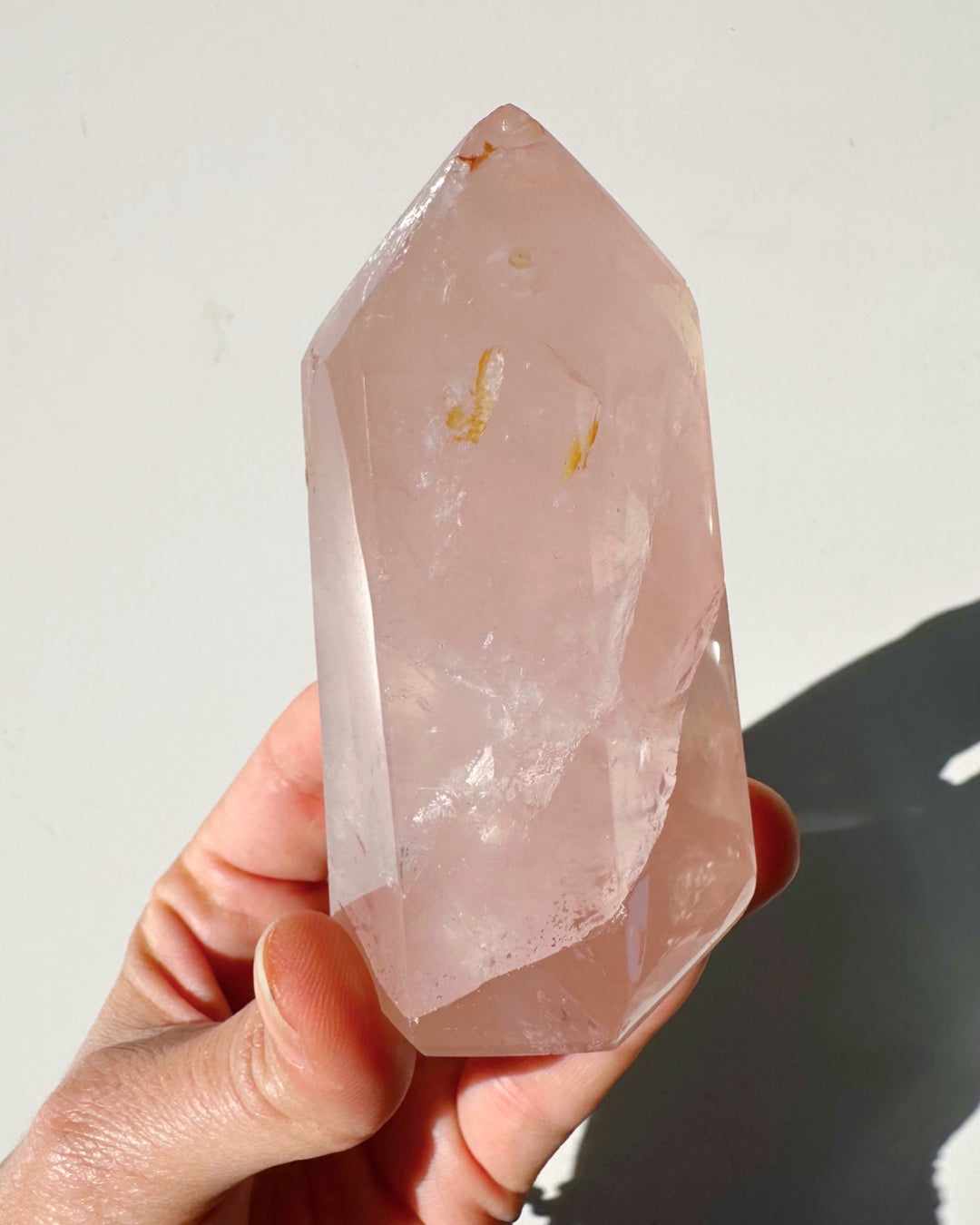 Rose Quartz Tower w/ Iron Inclusions