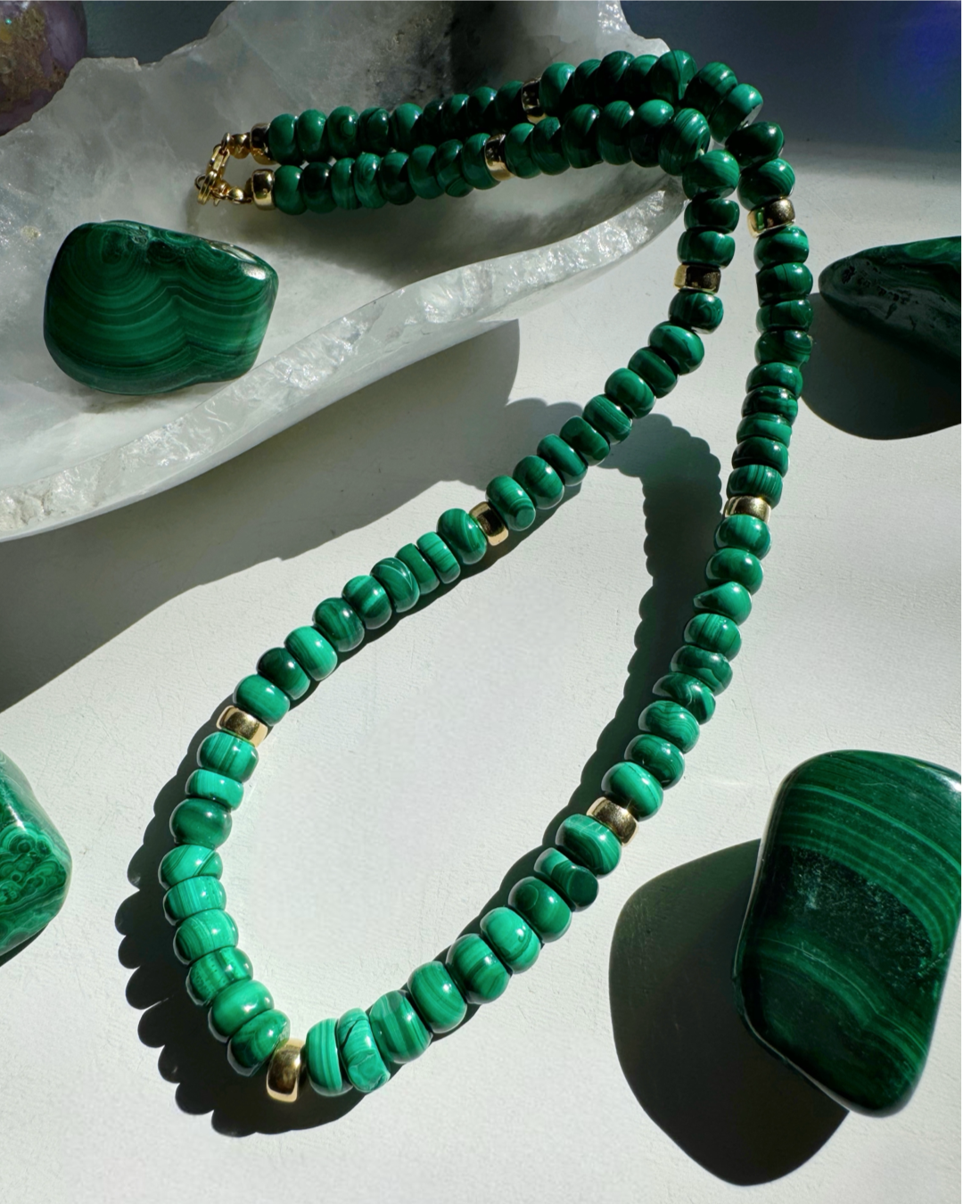 “Donna” - Malachite Gemstone Candy Necklace - Baltic Mermaid