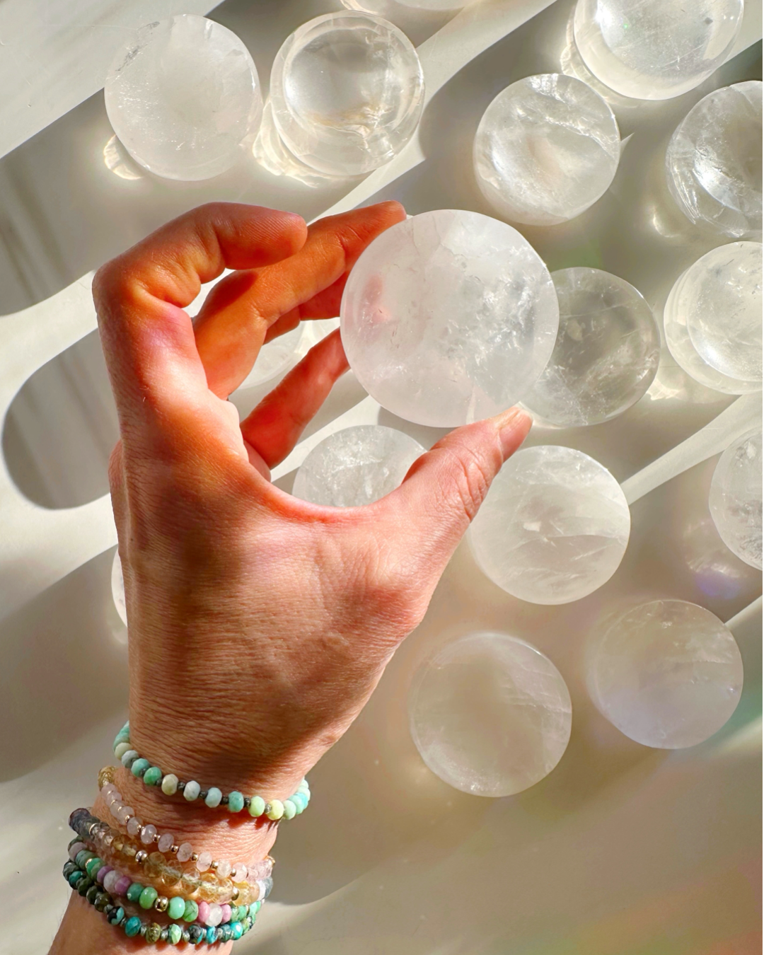 Clear Quartz Sphere Stand/Small Dish