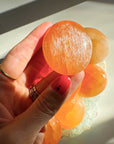 Peach Selenite Palm Stones