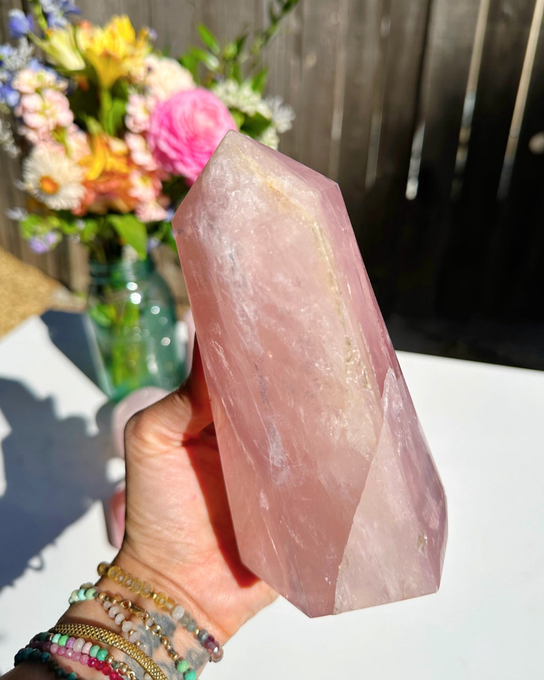 Rose Quartz Tower w/ Iron Inclusions - Baltic Mermaid