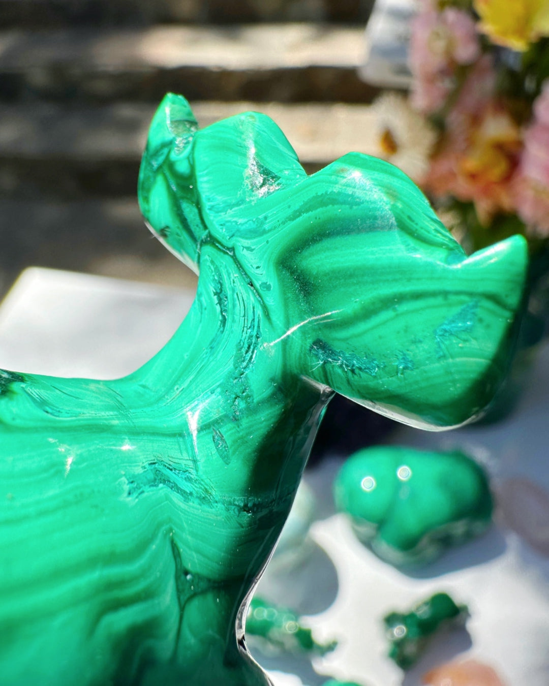 Hand Carved Malachite Whale