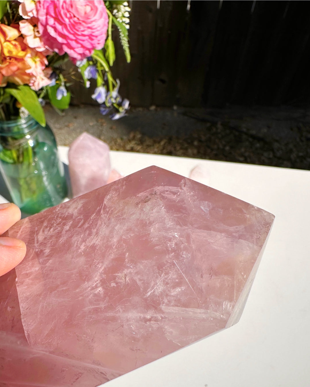 Rose Quartz Tower w/ Iron Inclusions - Baltic Mermaid