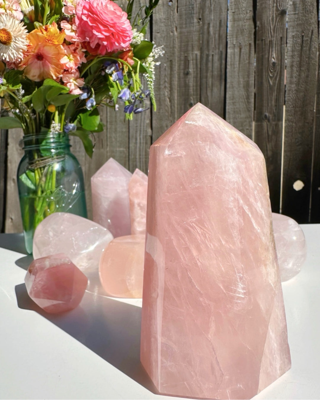 Rose Quartz Tower w/ Iron Inclusions