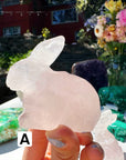 Hand Carved Rose Quartz Rabbit