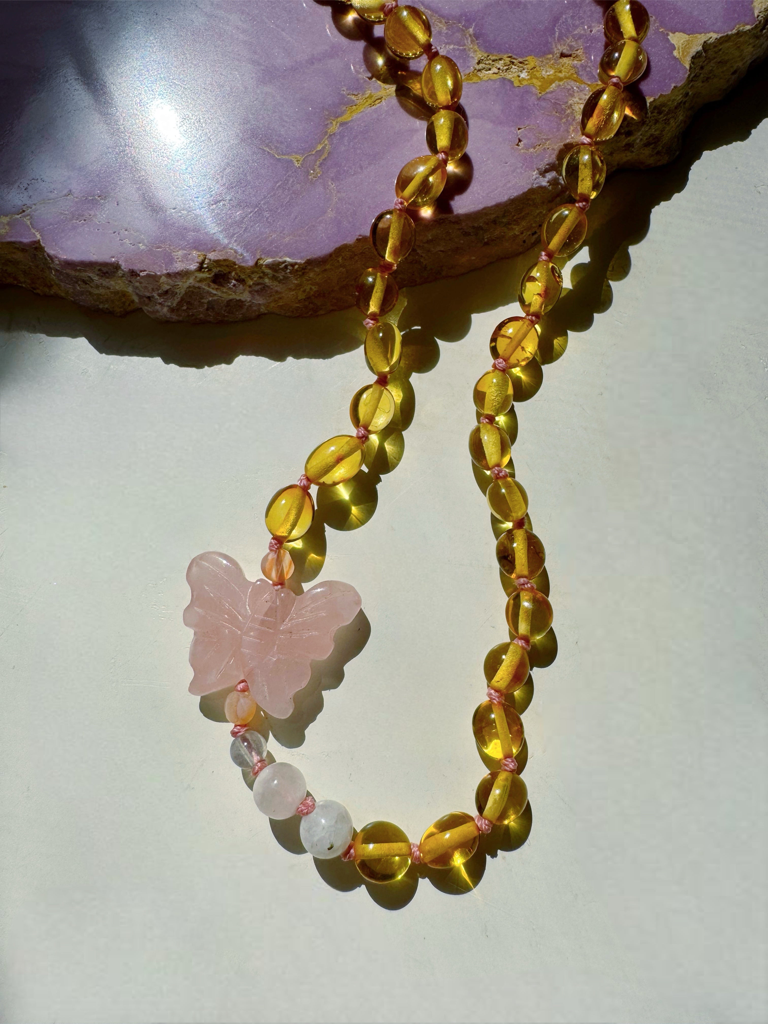 “Butterfly Sugar Baby” Baltic Amber & Gemstone Necklace - Baltic Mermaid