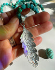 “Frida” - Turquoise & Sterling Silver w/ Pewter Feather